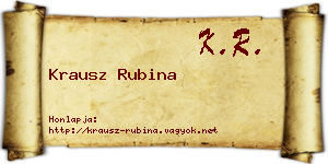 Krausz Rubina névjegykártya